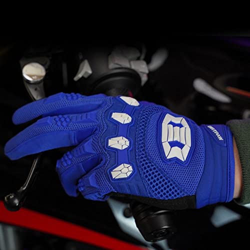 Seibertron Youth Dirtpaw Unisex MX ATV MTB Racing Gloves - Full Finger Touchscreen Glove for Bicycle Cycling Mountain Biking Motorcycle and Motocross Blue M - Image 4
