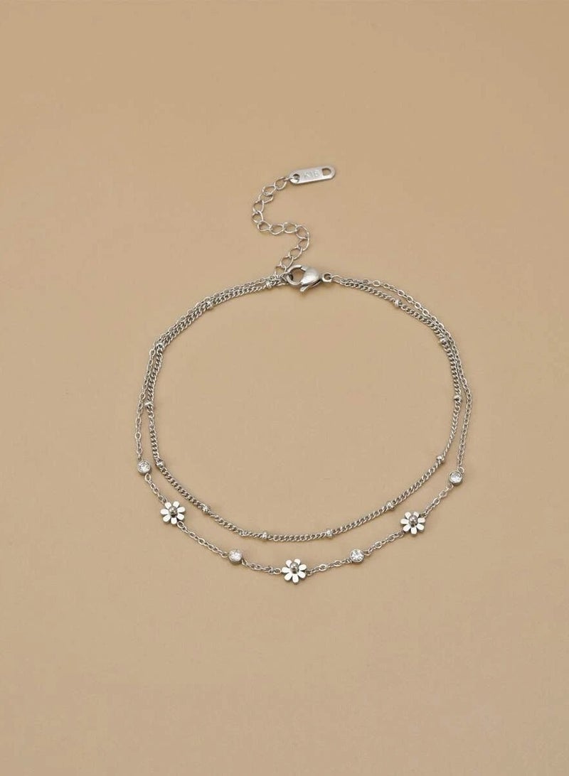 خلخال من الاستانلس ستيل للنساء باللون الفضي - Image 1