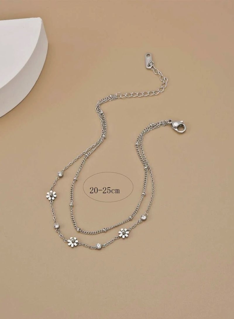 خلخال من الاستانلس ستيل للنساء باللون الفضي - Image 3