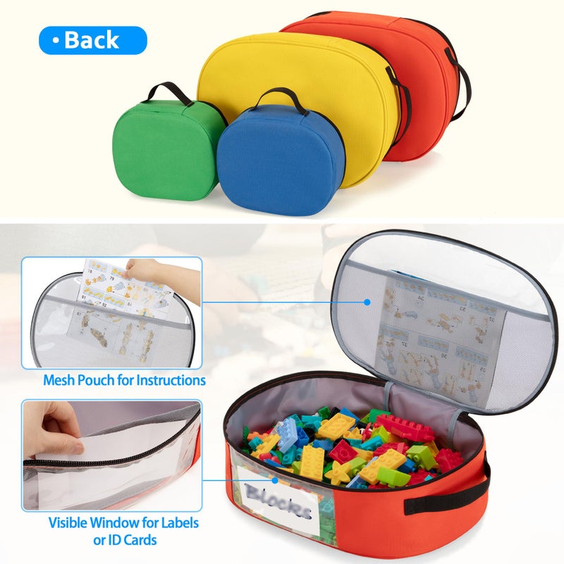 Rexmica 4pcs Toy Storage Organizer Container Bag for Building Bricks, Travel Bag for Building Blocks, Puzzle, Car Toy, Magnetic Toys, Dolls, Board Game Storage Organizer Case - Image 3