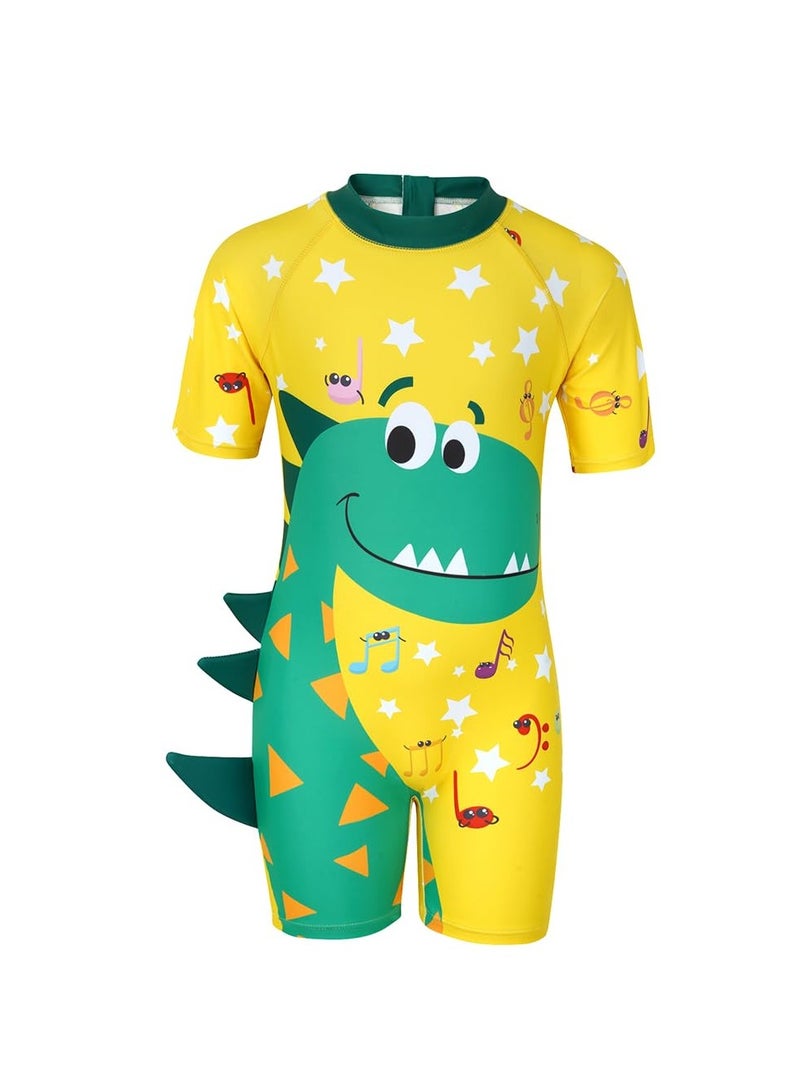 SOLARAE Boys Swimming Costume, Toddler One Piece Swimsuit Short Sleeve, Baby Swimwear UV Protection Bathing Suit, Fun Dinosaur Rash Guard Childrens Swimwear, Kids Wetsuit, Ideal for Summer Pool & Beach - Image 1
