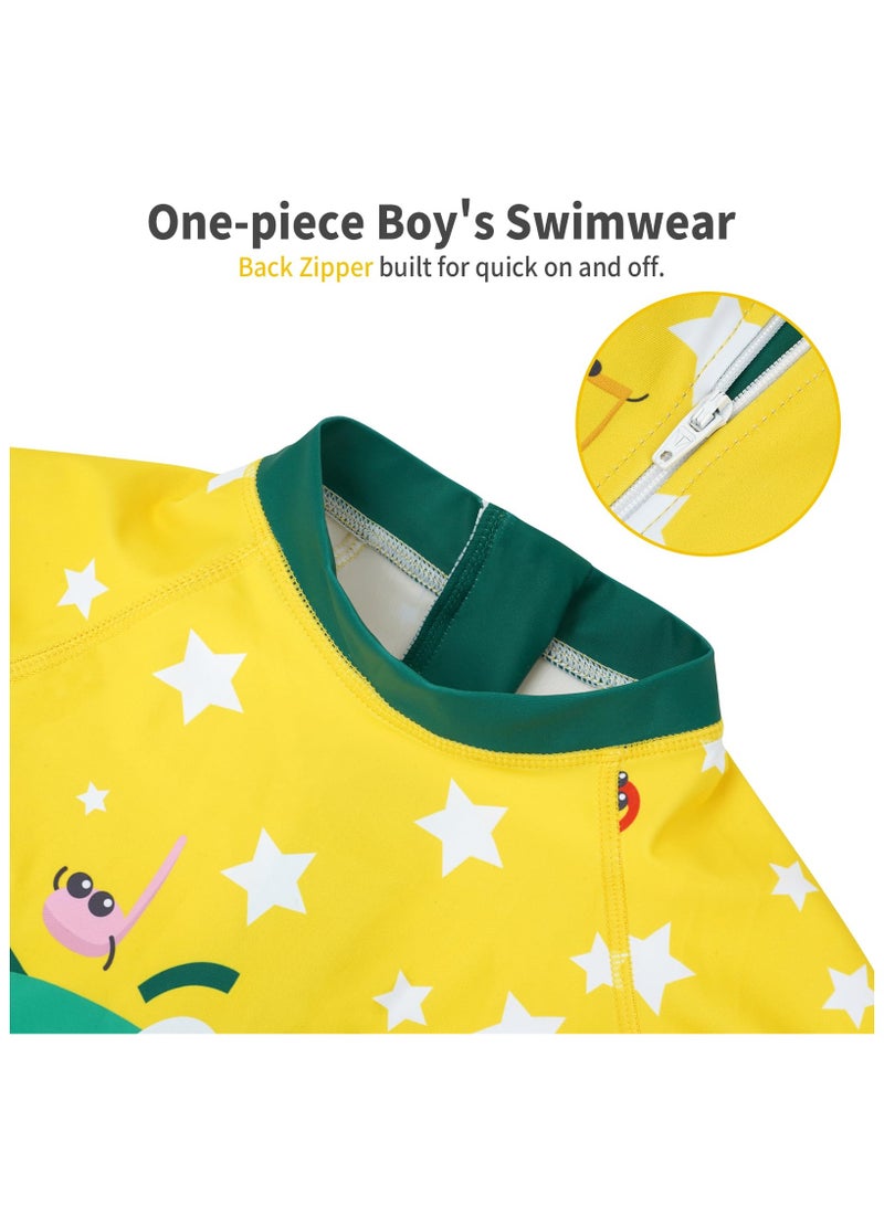 SOLARAE Boys Swimming Costume, Toddler One Piece Swimsuit Short Sleeve, Baby Swimwear UV Protection Bathing Suit, Fun Dinosaur Rash Guard Childrens Swimwear, Kids Wetsuit, Ideal for Summer Pool & Beach - Image 4