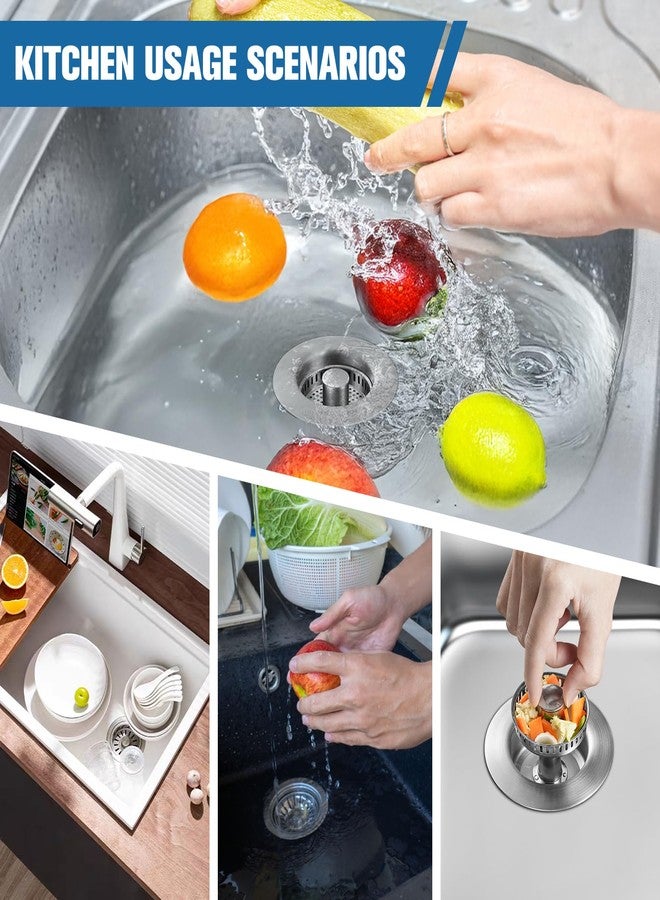 ENRUNEST 2025 Upgraded 3 in 1 Kitchen Sink Drain Strainer&Sink Stopper,Stainless Steel Pop up Sink Drain Strainer,Anti-Clogging Basket Strainer,High Durability with Brass Core,Fit 3-1/2",Chrome - Image 3
