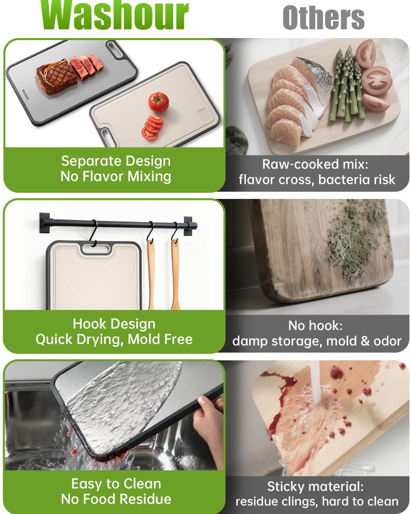 Washour Stainless Steel Cutting Boards for Kitchen, Non Toxic 2-in-1 Cutting Board Double Sided, Food Grade Chopping Boards for Fresh Meat Vegetable, Easy to Clean Large Size 16â€Ã—11â€ - Image 5