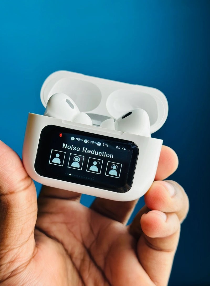 REMAX Cozypods W30N Noise-Cancelling True Wireless Earbuds with Touch Screen - White Wireless Earbuds with built-in LCD Touchscreen ANC, ENC, Music & Camera Control - Image 2