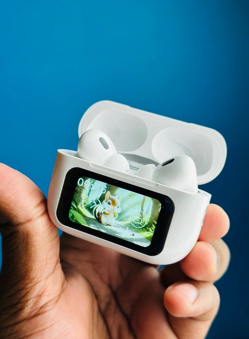 REMAX Cozypods W30N Noise-Cancelling True Wireless Earbuds with Touch Screen - White Wireless Earbuds with built-in LCD Touchscreen ANC, ENC, Music & Camera Control - Image 3