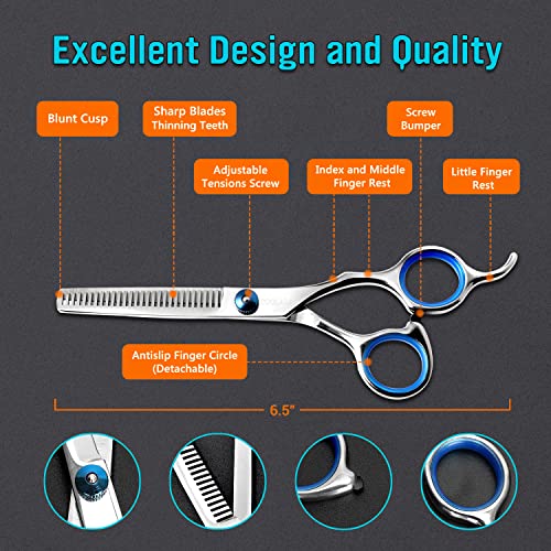 COOLALA Stainless Steel Hair Cutting Scissors Thinning Shears 6.5 Inch Professional Salon Barber Haircut Scissors Family Use for Man Woman Adults Kids - Image 3