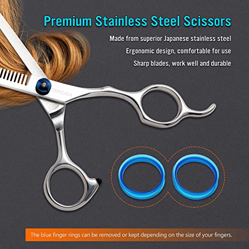 COOLALA Stainless Steel Hair Cutting Scissors Thinning Shears 6.5 Inch Professional Salon Barber Haircut Scissors Family Use for Man Woman Adults Kids - Image 5