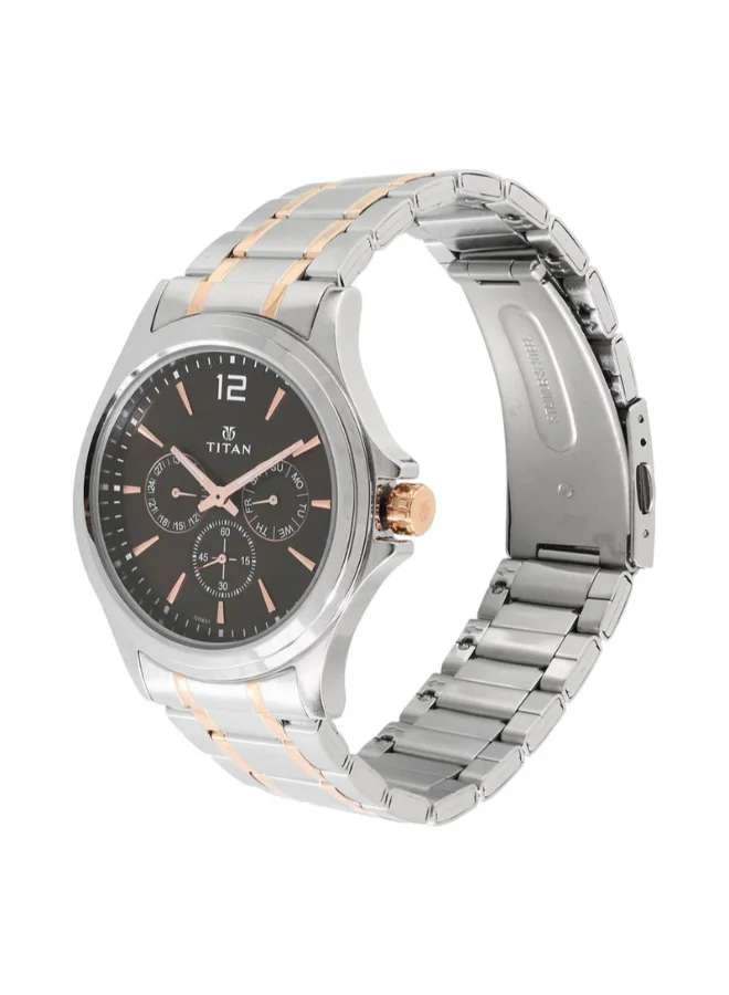 تيتان Men Analog Round Shape Stainless Steel Wrist Watch - 1698KM01 - 49 Mm