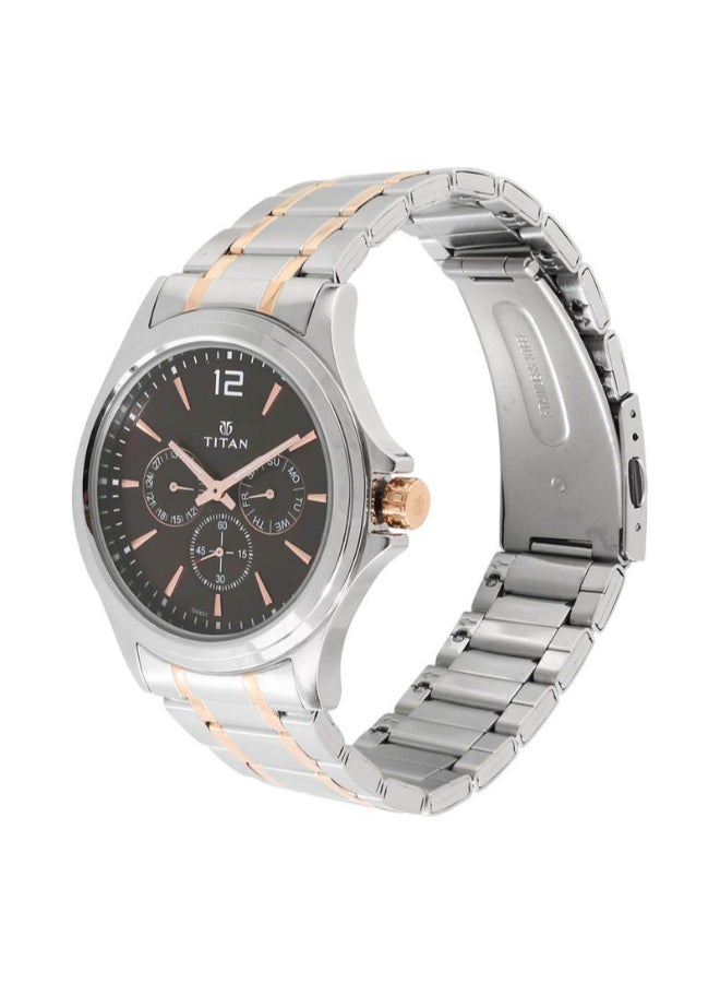 TITAN Men Analog Round Shape Stainless Steel Wrist Watch - 1698KM01 - 49 Mm - Image 2