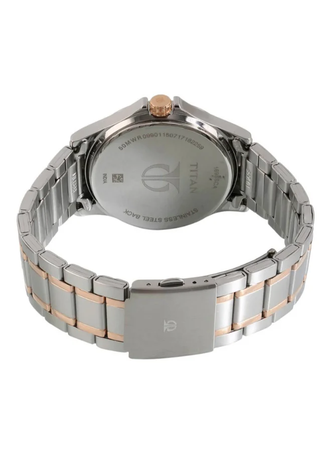 TITAN Men Analog Round Shape Stainless Steel Wrist Watch - 1698KM01 - 49 Mm
