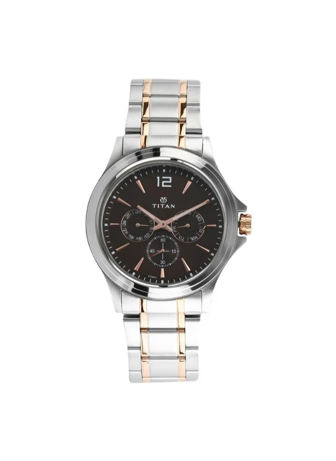 TITAN Men Analog Round Shape Stainless Steel Wrist Watch - 1698KM01 - 49 Mm