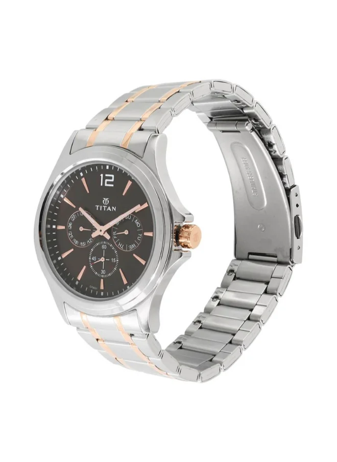 تيتان Men Analog Round Shape Stainless Steel Wrist Watch - 1698KM01 - 49 Mm