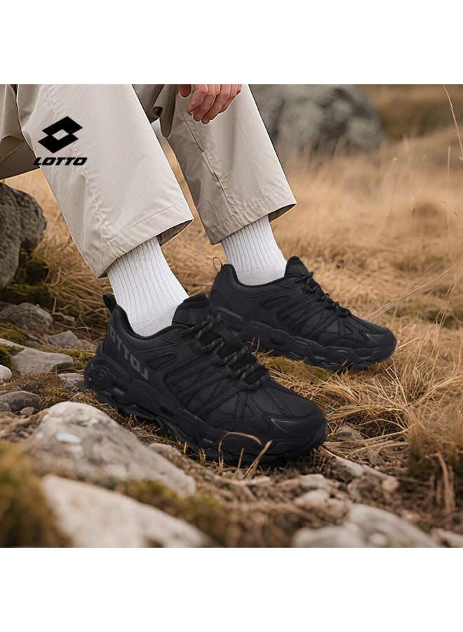 Lotto Men's Hiking Shoes, Autumn Leather Outdoor Sports Shoes, Non-slip Wear-resistant Trail Hiking Shoes For Men, Black, Size 42 - Image 2