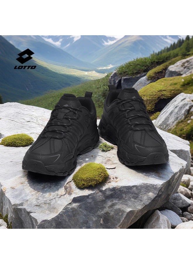 Lotto Men's Hiking Shoes, Autumn Leather Outdoor Sports Shoes, Non-slip Wear-resistant Trail Hiking Shoes For Men, Black, Size 42 - Image 5