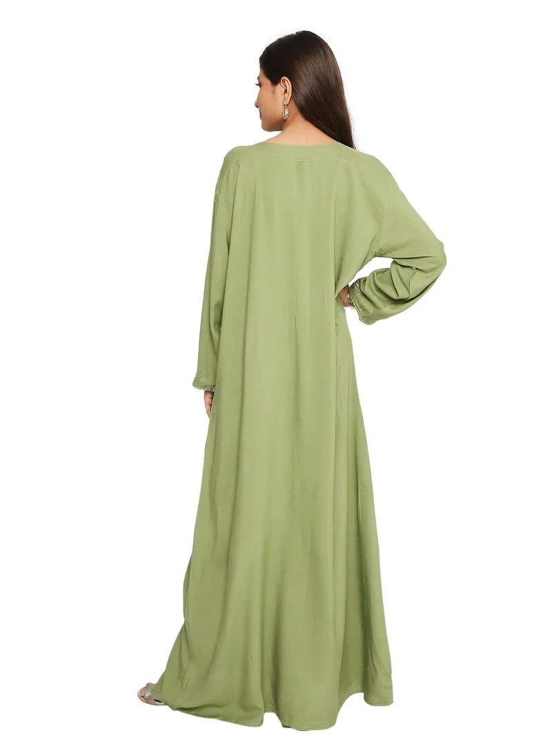 HANA & SARA GIRLS DRESS WITH UNIQUE COLOURFULL THREAD EMBROIDERY ON SOLID COLOUR FARASHA