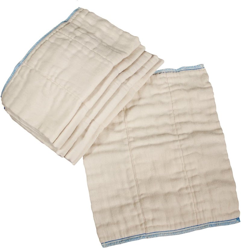 OsoCozy Unbleached Prefold Cloth Diapers 100% Cotton, Durable, Soft, Absorbent, Sustainable & Economical - dims, Fits size range. - (Size) - Image 1