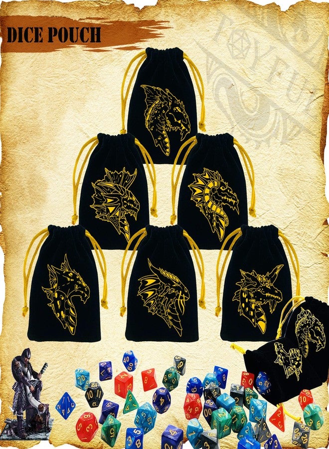 TOYFUL 6 sets of DND Polyhedron Dice for MTG RPG Dice with 6 Lanyard Bags and PU Leather D&D Dice Tray - Image 4