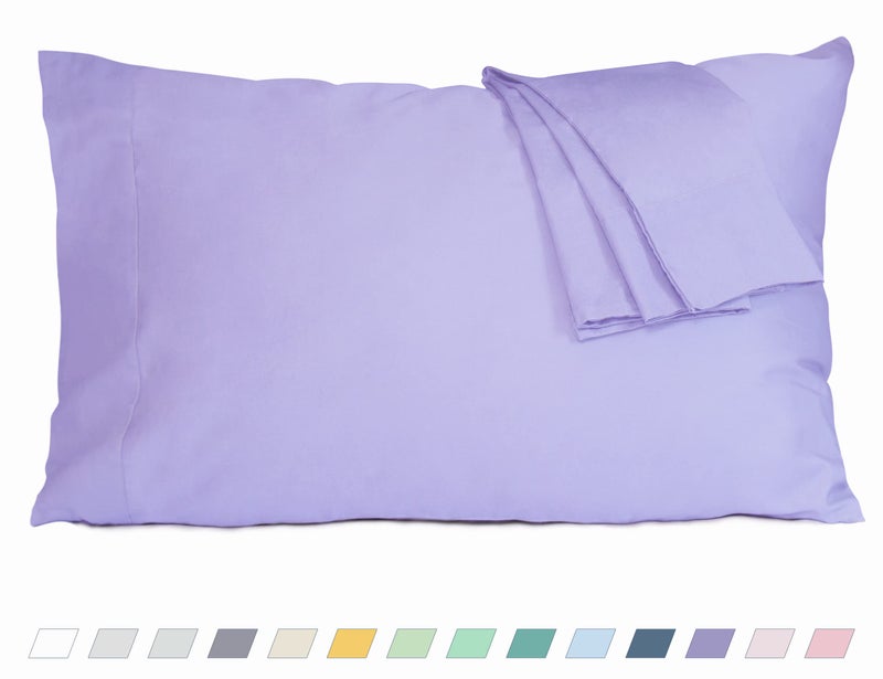 HOMTEC Cotton Pillow Cases Standard Size  20 by 30 inches Queen Pillowcases  Purple Pillow Cases Set of 2  Pillow Cases Queen Cotton Percale Weave Pre-Shrunk Breathable and Hypoallergenic - Image 1