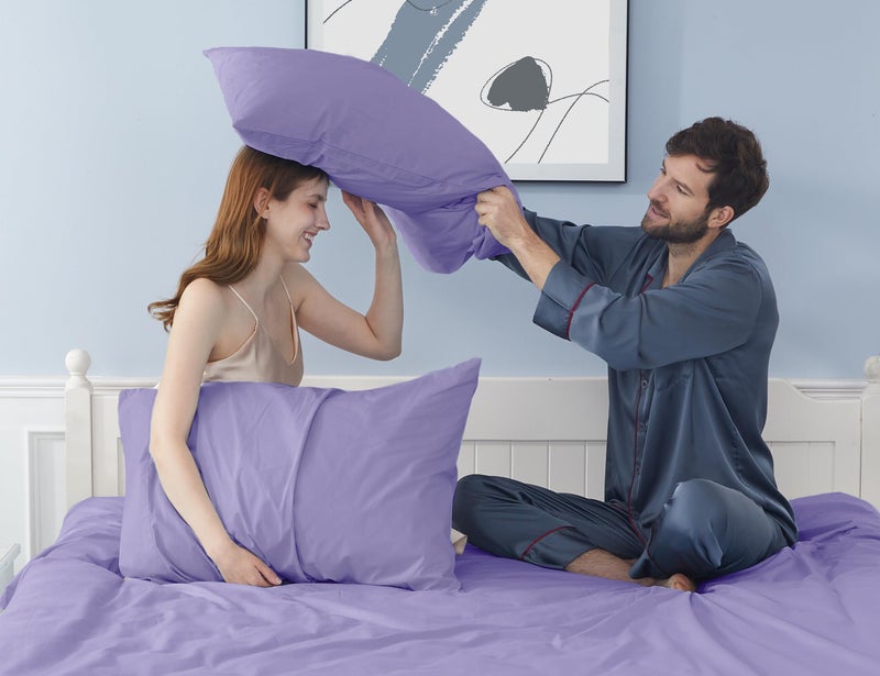 HOMTEC Cotton Pillow Cases Standard Size  20 by 30 inches Queen Pillowcases  Purple Pillow Cases Set of 2  Pillow Cases Queen Cotton Percale Weave Pre-Shrunk Breathable and Hypoallergenic - Image 2