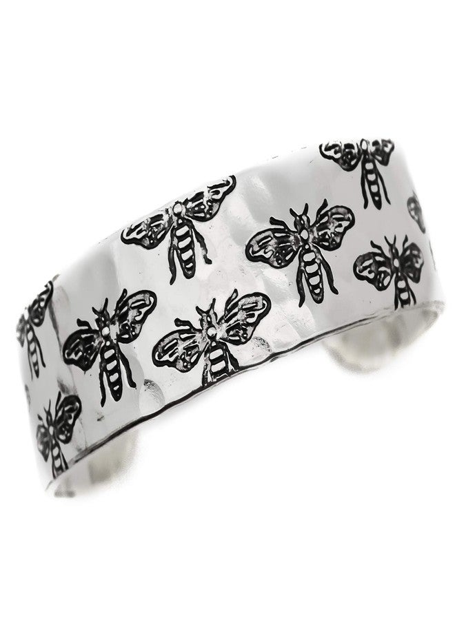 Anju Jewelry Engraved Metal Collection Hammered Cuff Bracelet - Bumble Bee