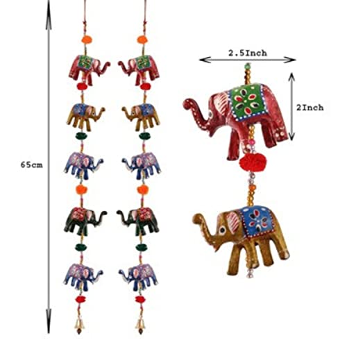 Suvasane Rajasthani Handcrafted Decorative Elephants Door Hanging Toran Latkan Garlands for Home Decoration - Set of 2 (11X6x6 Inch, Multicolor) - Image 3