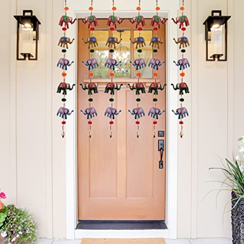 Suvasane Rajasthani Handcrafted Decorative Elephants Door Hanging Toran Latkan Garlands for Home Decoration - Set of 2 (11X6x6 Inch, Multicolor) - Image 4