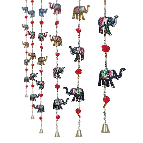 Suvasane Rajasthani Handcrafted Decorative Elephants Door Hanging Toran Latkan Garlands for Home Decoration - Set of 2 (11X6x6 Inch, Multicolor) - Image 5