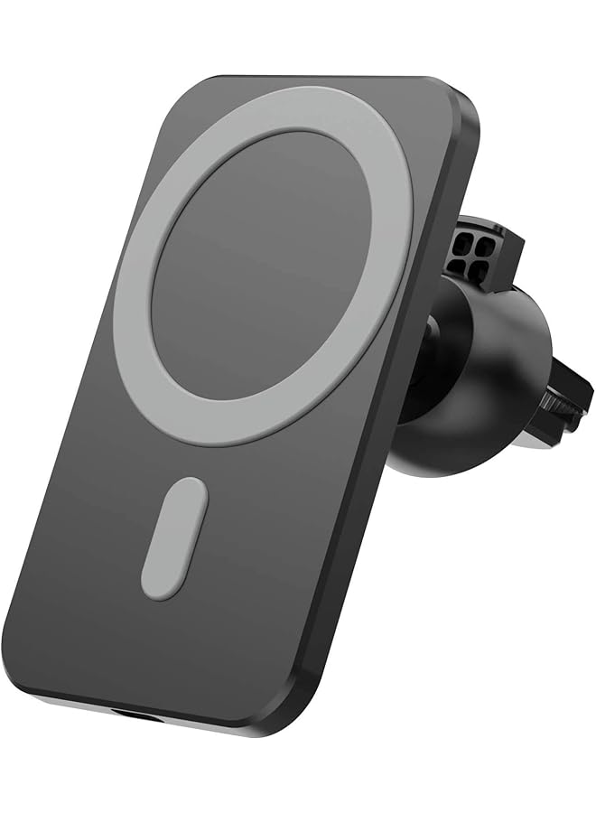 Generic 15W Magnetic Wireless Car Charger Holder For Iphone 12/12 Mini/12 Pro/12 Pro Max, Magsafe Fast Charging Airvent Mount Mobile Phone Holder (Black)  - Image 1