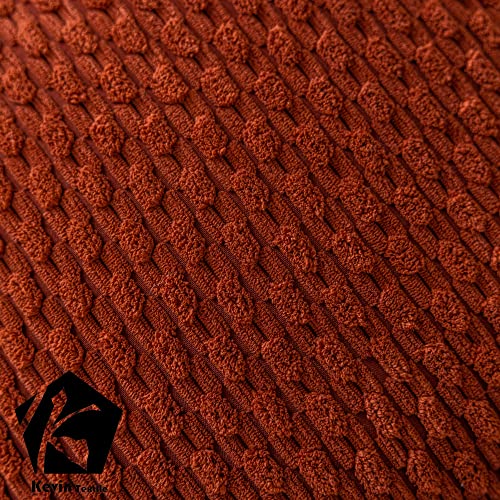 K KEVIN TEXTILE كيفن تيكستايل خريف ناعم مخمل صلب مربع غطاء وسادة زخرفي يدوي مع سحاب مخفي للموسم الخريفي 2 عبوات 18x18 بوصة طوب محترق - Image 4