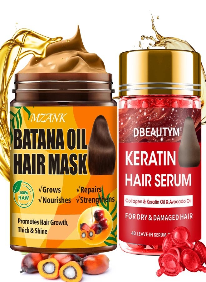 MZANK Batana Oil for Hair Growth & Keratin Hair Treatment Serum,Batana Hair Mask for Damaged Hair and Growth,40 Capsules Leave-in Hair Oil Anti Frizz Hair Conditioner Serum - Image 1