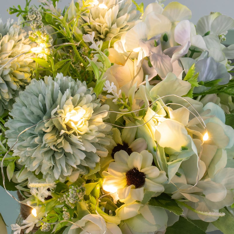 KELINGO Artificial LED Green Rose Flowers with Glass Vase, Remote Control Led Light, Flower Arrangement for Table Centerpiece, Home Office Wedding Decoration - Image 4