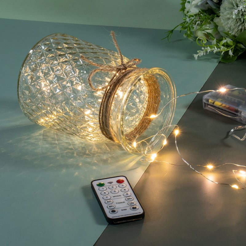 KELINGO Artificial LED Green Rose Flowers with Glass Vase, Remote Control Led Light, Flower Arrangement for Table Centerpiece, Home Office Wedding Decoration - Image 5