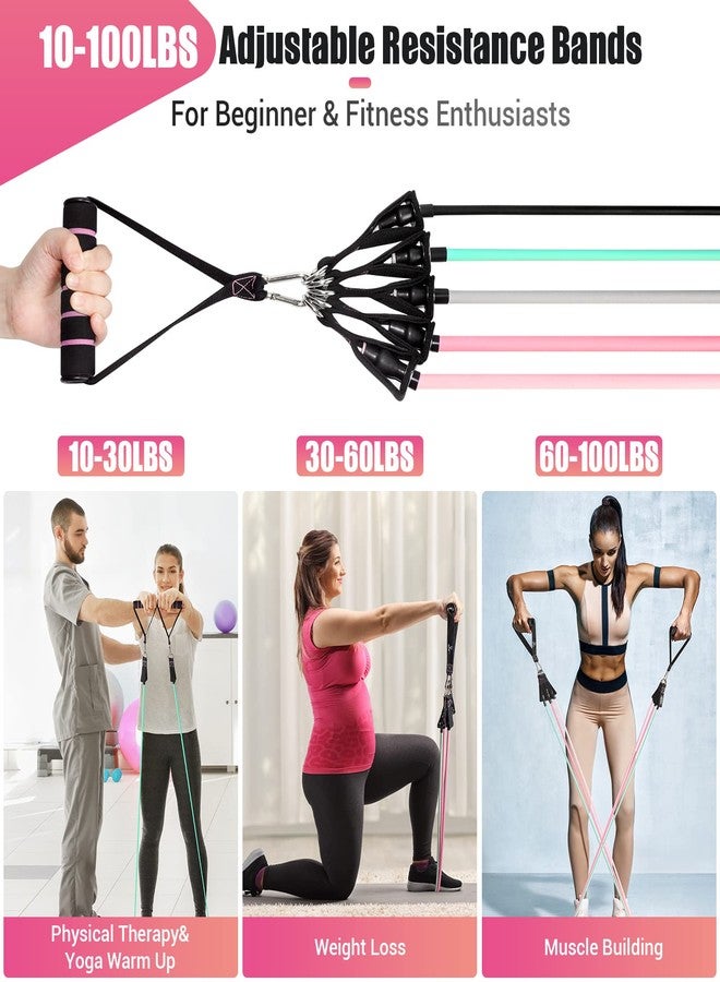 COFOF Resistance Bands with Handles for Women, 5 Level Exercise Bands Workout Bands for Physical Therapy, Yoga, Pilates, Door Anchor, Storage Pouch(Colour) - Image 2