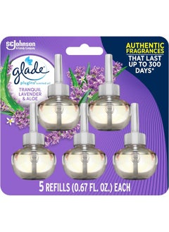 Glade Glade PlugIns Refills Air Freshener, Scented and Essential Oils for Home and Bathroom, Tranquil Lavender & Aloe, 3.35 Fl Oz, 5 Count  - Image 1