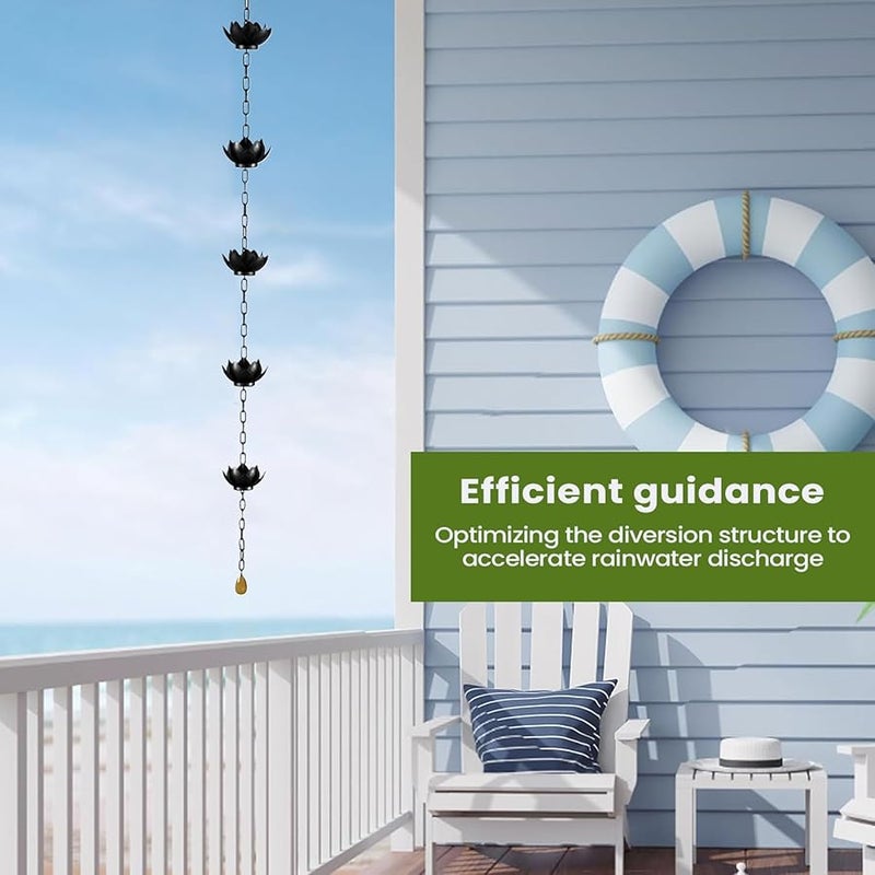 سلاسل المطر على طراز اللوتس مزخرفة لاصطياد مياه الأمطار في الفناء، مزاريب تصريف للمنازل - Image 4