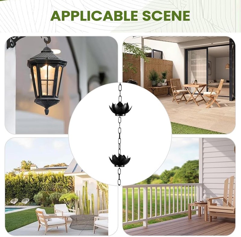 سلاسل المطر على طراز اللوتس مزخرفة لاصطياد مياه الأمطار في الفناء، مزاريب تصريف للمنازل - Image 5