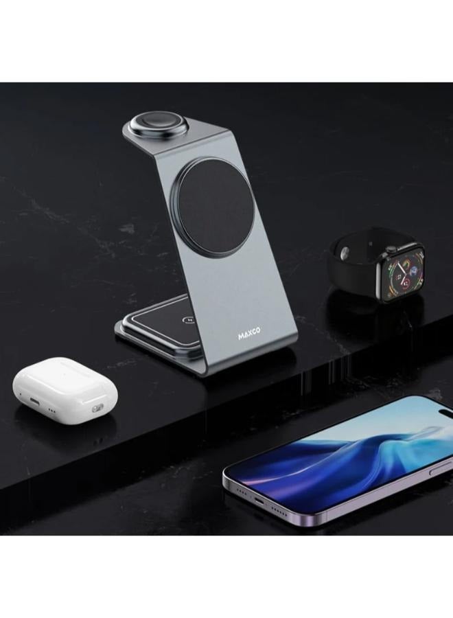 Maxco 3 in 1 Multi-Function Wireless Charger 15W MW05 - Image 1