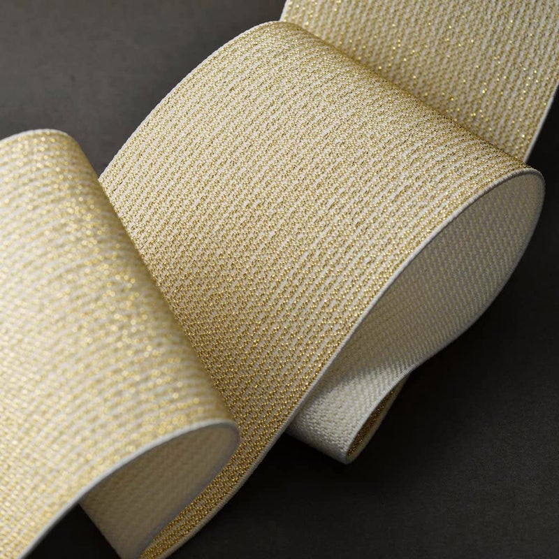 شريط مرن مطاطي معدني ذهبي 3 75 مم بطول 1 ياردة TR11201