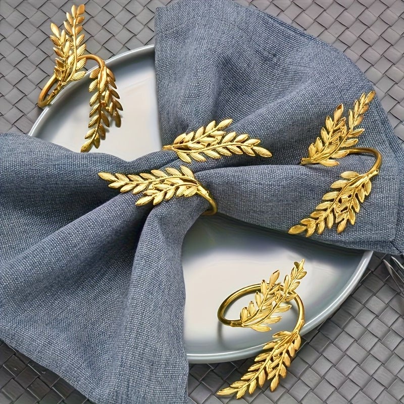4pcs Wheat Ear Metal Napkin Rings Elegant Holders for Restaurants - Image 1