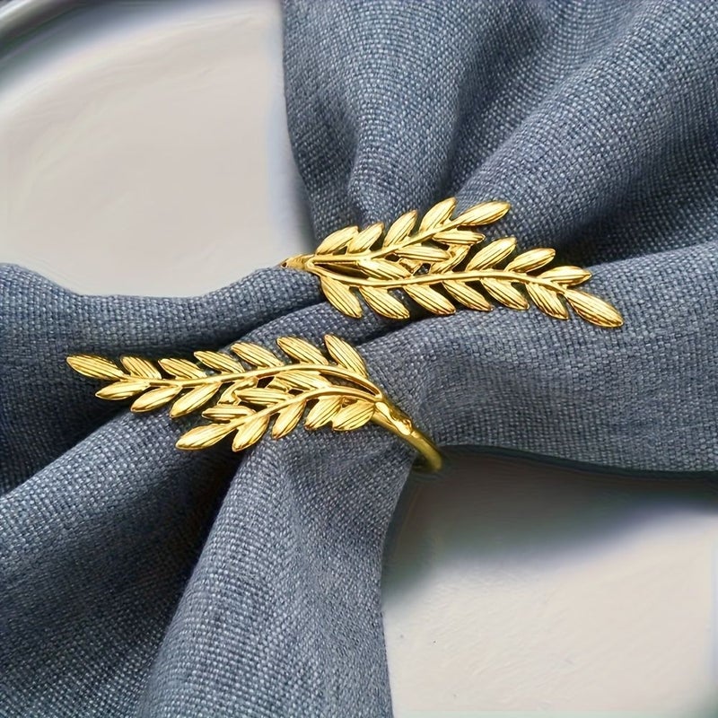 4pcs Wheat Ear Metal Napkin Rings Elegant Holders for Restaurants - Image 2