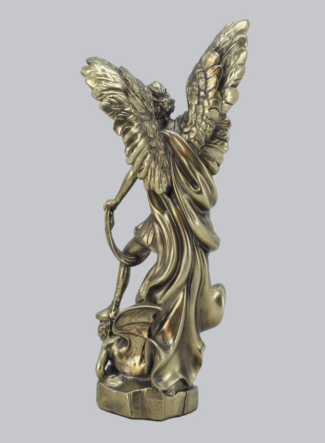 JORAE St. Michael Statue The Archangel Michael Defeating Satan Sculpture for Home Decor San Miguel Figurine Protector Archangel Statue Religious Collectible Resin, 8 in, Bronze-ST - Image 3