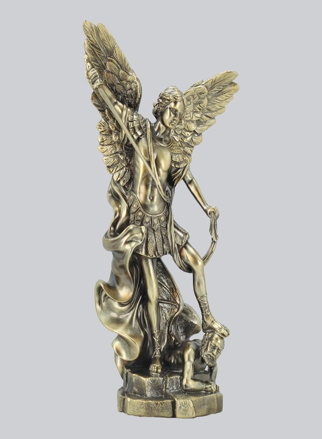 JORAE St. Michael Statue The Archangel Michael Defeating Satan Sculpture for Home Decor San Miguel Figurine Protector Archangel Statue Religious Collectible Resin, 8 in, Bronze-ST - Image 1
