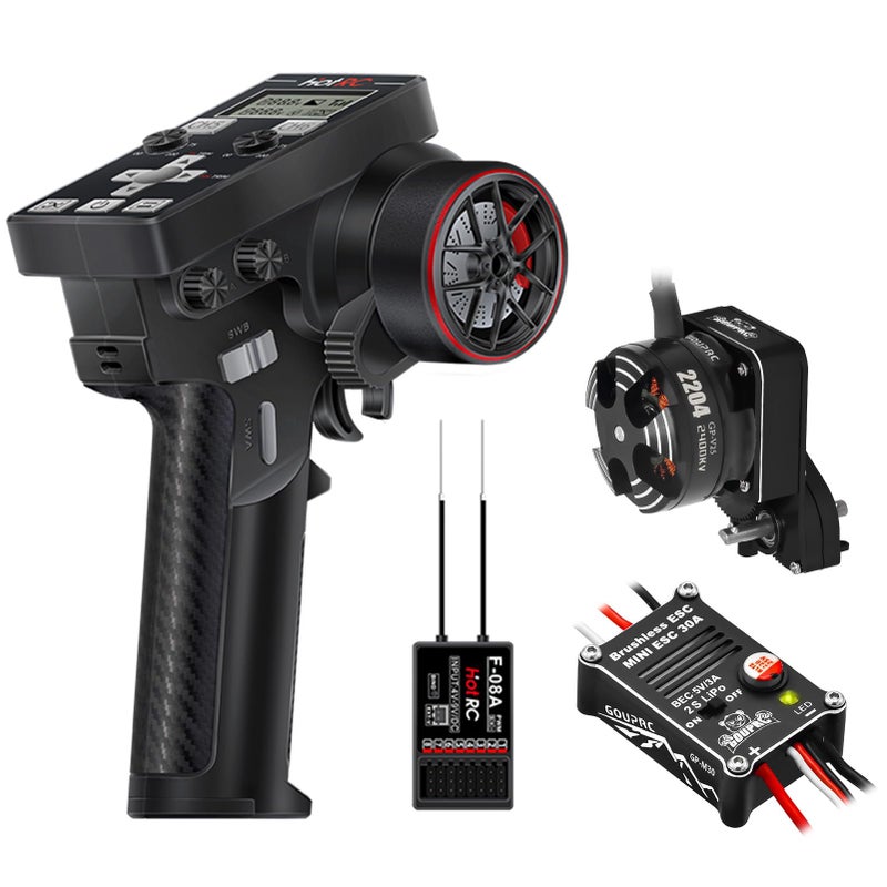 GOUP RC جهاز إرسال RC GOUPRC للسباقات 8 قنوات 24GHz ومستقبل مع محرك 2204 2400KV بدون فرش ESC 30A لسيارة SCX24 RC كراولر أكسيال 124 كراولر سوداء - Image 3