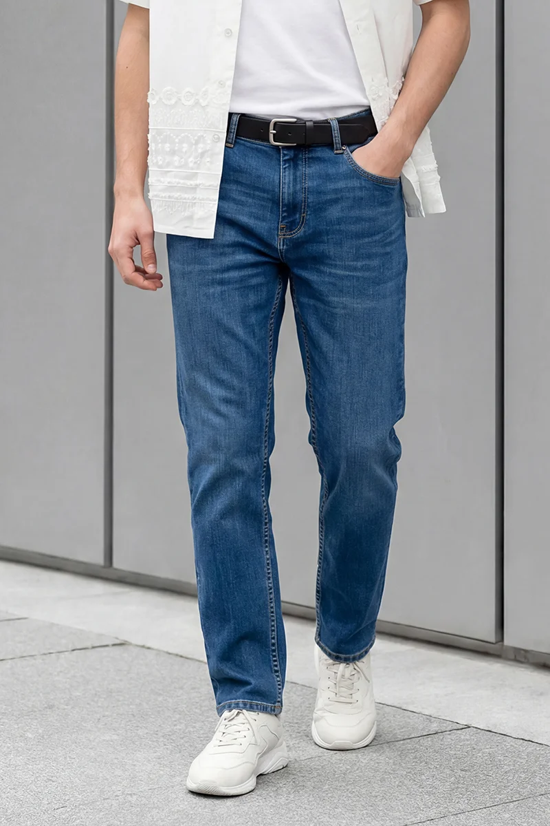 SNITCH Indigo Solid Slim Fit Casual Jeans