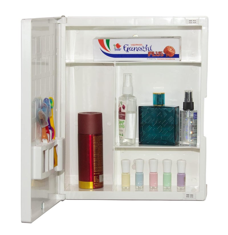 CIPLA PLAST CIPLAPLAST New Rich Look Bathroom Organizer Cabinet Mirror with Shelf 4 Shelves Storage Organizer Wall Mounted Cabinet White BRC931 - Image 5