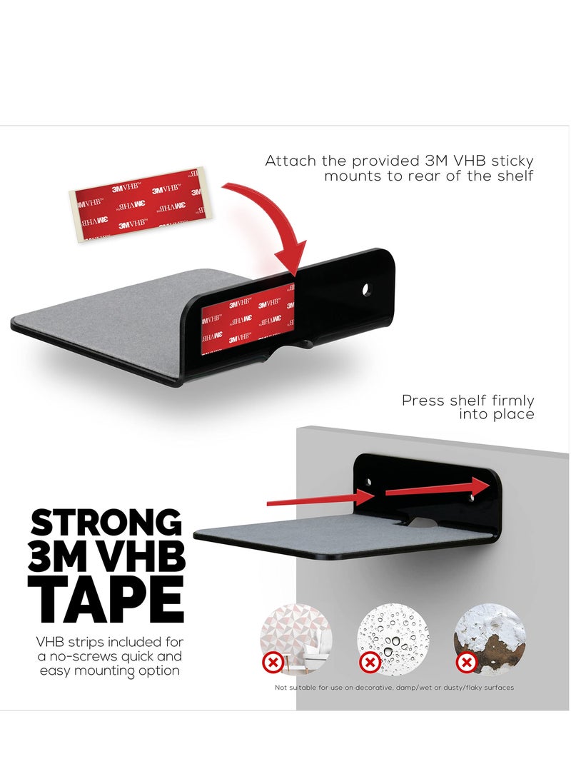 SYOSI 2Pack Small Metal Floating Wall Shelf 4” Floating Shelf Bluetooth Speaker Stand Mini Pop Shelves Anti Slip for Cameras Baby Monitors Webcam Router and More Screw Wall Mount Black - Image 4