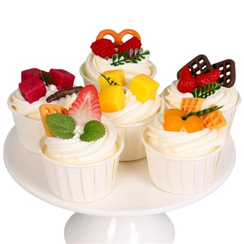 Skyseen 6PCS Artificial Cupcake Simulation Cream Cake Realistic Dessert for Display Props Home Decor(White) - Image 2