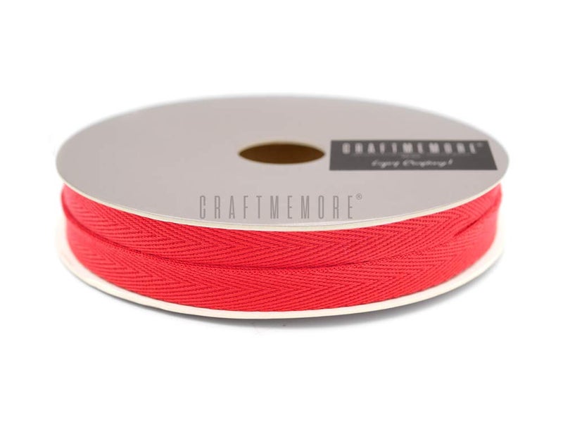 CRAFTMEMORE 1/2 Inch Twill Tape Fabric Ribbons Webbing Herringbone Twill Bias Binding Tape for Clothes Sewing Craft Trim Lace 36 Yards (MP10 Red) - Image 2