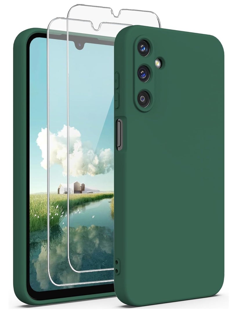 ELTRAZONE Samsung Galaxy A55 5G Case Bundle – Midnight Green, Ultra Slim Liquid Silicone with 2x Screen Protectors, Anti-Scratch Microfiber Lining - Image 1